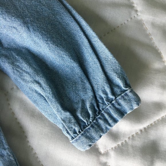 ⚪ 3/$15 Carter's baby girl 3 mo embroidered long sleeved chambray tunic - Picture 7 of 11